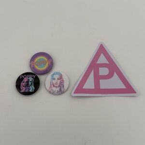 POPPY LOGO AND PORTRAIT STICKER AND PIN BUNDLE
